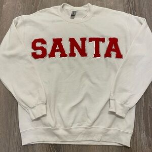 RED SANTA WHITE SWEATSHIRT- Medium